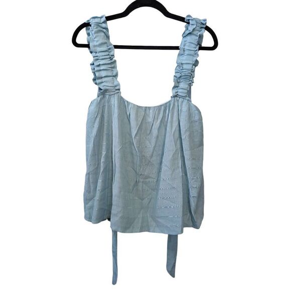 Pink Lily Blue Tank Top Ties in Back Women's Size Medium - Picture 1 of 5